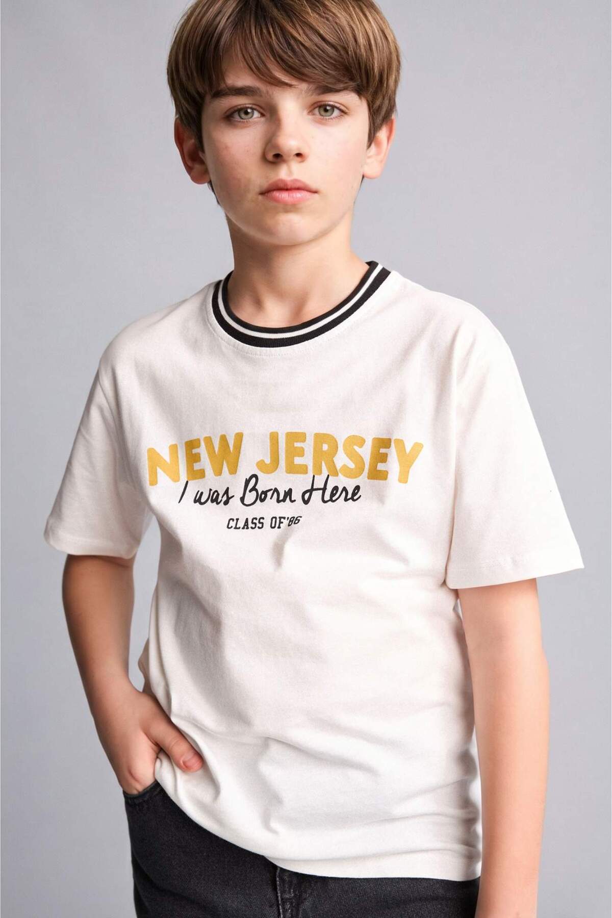 Defacto 100% Cotton New Regular Fit Crew Neck Printed Short Sleeve T-Shirt Boys H6354A826Hs