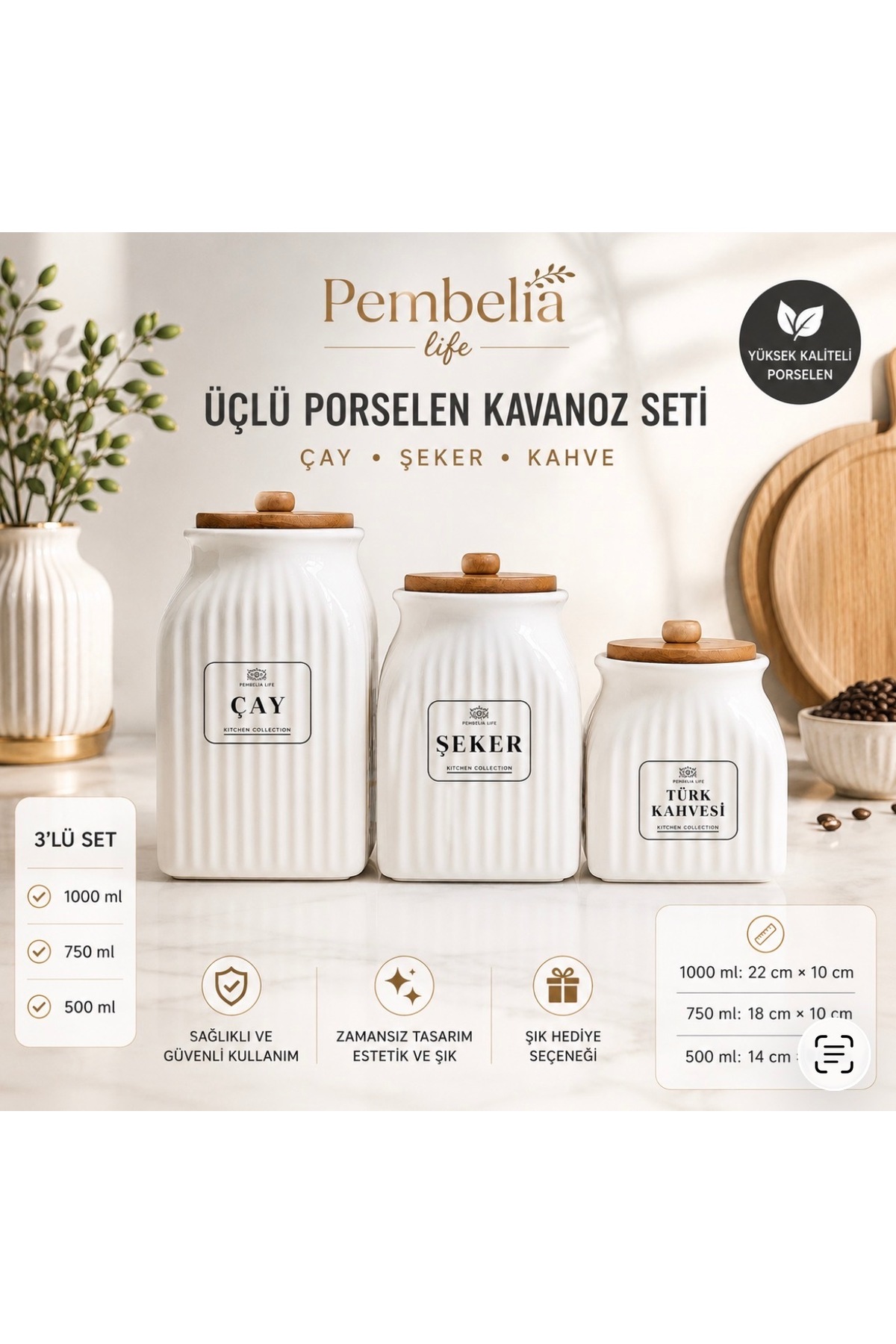 まめさん専用 【舩木倭帆】双耳モール花瓶3点セット　＜新品未使用＞ Kitchen Pembelia 3 Boy Bambu Kapaklı Porselen Çay Şeker Türk Kahve