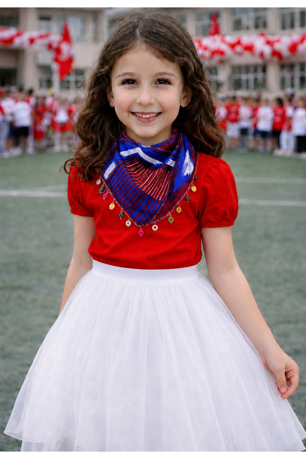 Girls School Show Scarf, Triangle Writing, School Show Folklore Waistband, Girls Scarf, Kesan Writing