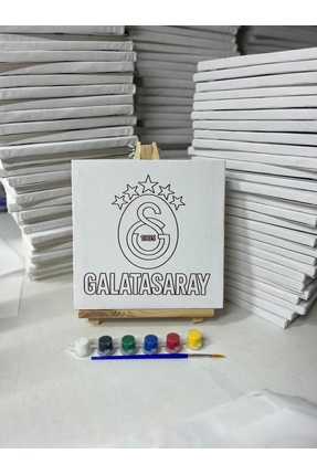 obelleatelier Galatasaray Logo 20x20 Tuval Boyama Seti – 6 Renk Boya ve Fırça...