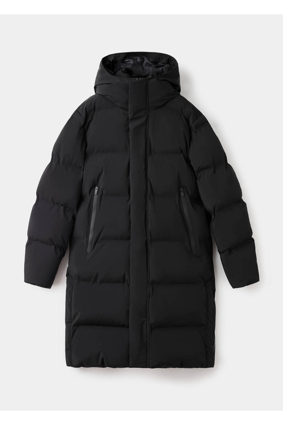 Thermolite® dolgulu waterproof kumaş uzun anorak — مشکی 17099204 — تصویر 3 از 8