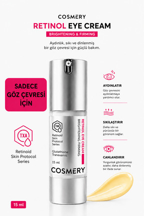 Cosmery Retinol Eye Cream, Göz Çevresi Kırışıklık, Kaz Ayağı ve Aydınlatma İç...