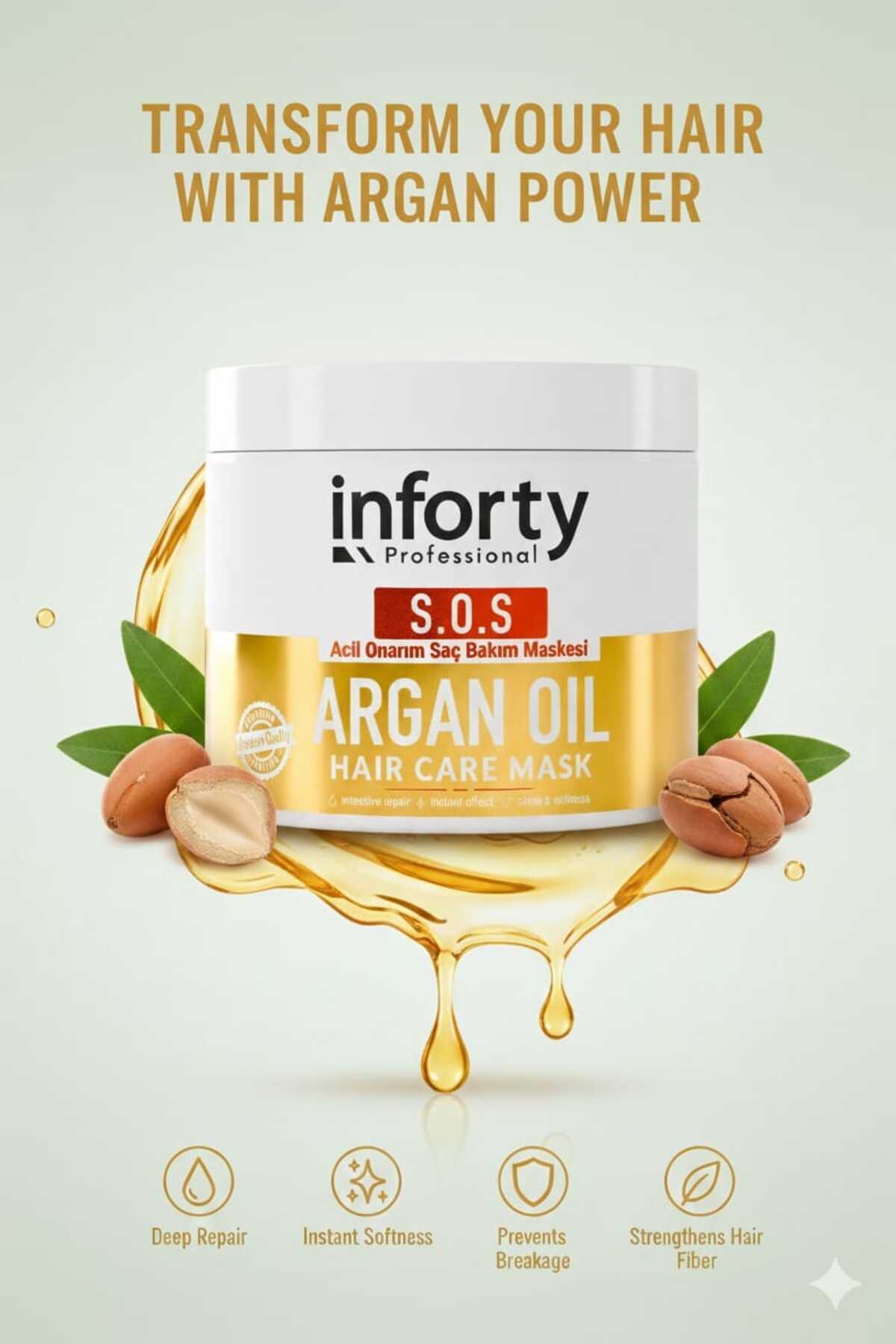 ACİL ONARIM (S.O.S) ARGAN SAÇ MASKESİ 500 gr — 9091 — تصویر 2 از 6