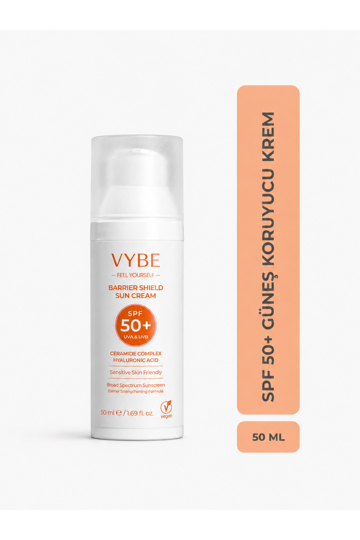 VYBE FEEL YOURSELF کرم ضد آفتاب SPF 50+ 50 میلی لیتر مناسب برای انواع پوست — VYBE09