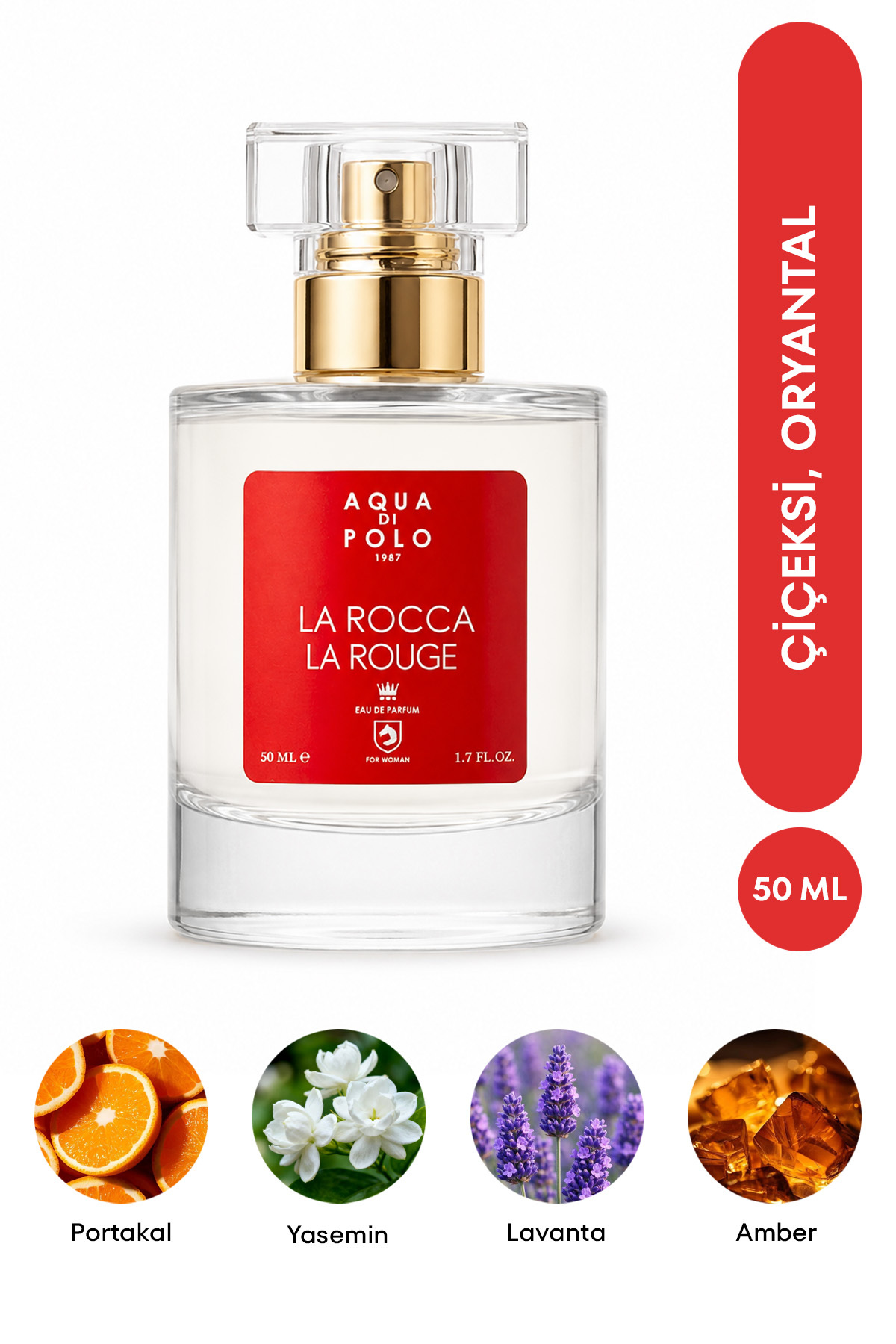 Aqua Di Polo 1987 La Rocca La Rouge EDP Kadın Parfüm 50ml | Oryantal | Portakal, Lavanta, Yasemin, Amber, Yosun — APCN000706