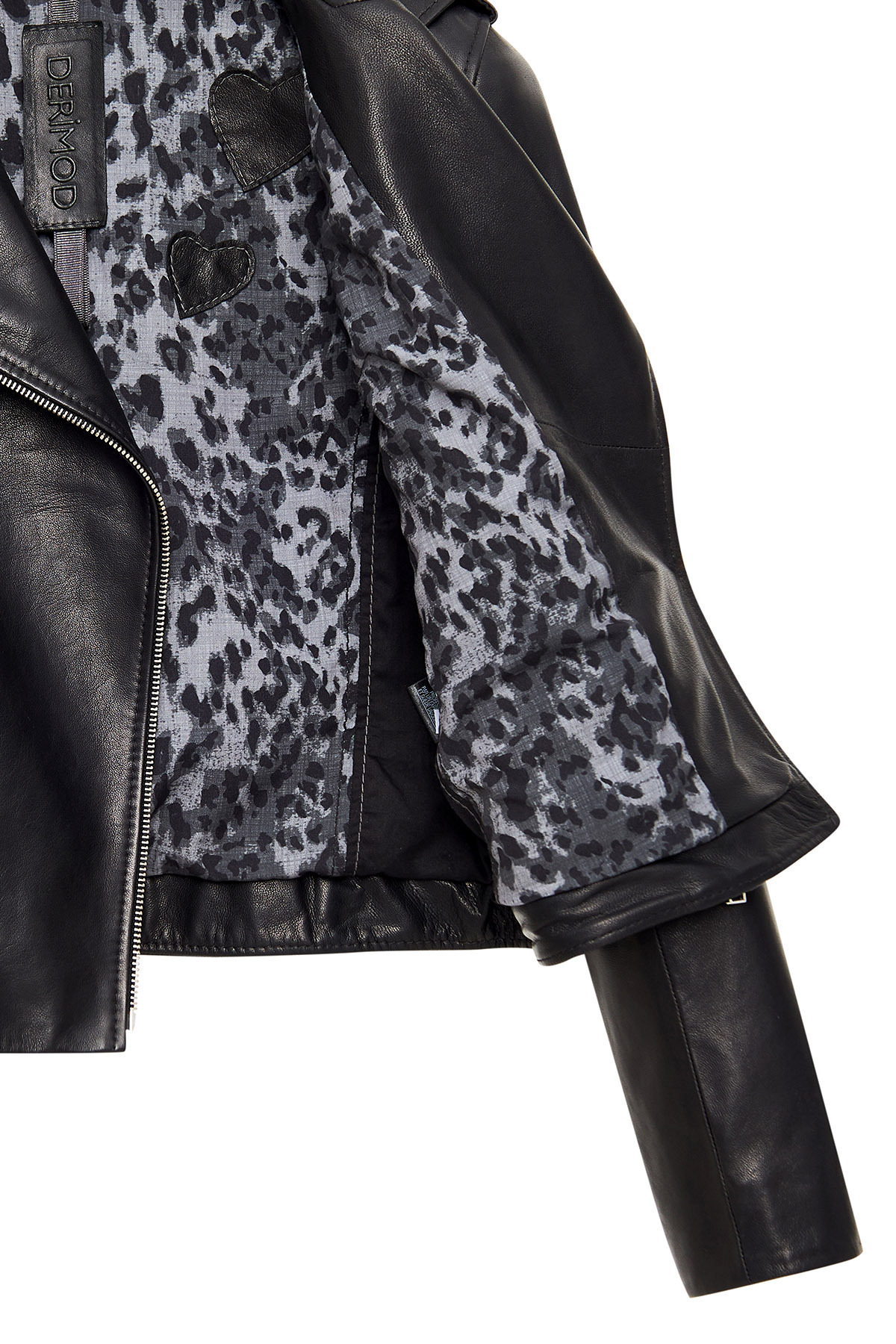 Derimod  Eliza Kadın Siyah Biker Kısa Deri Ceket 25SGD5299VE - Görsel 6