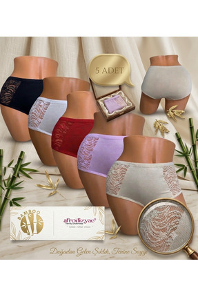 Afrodizyac 5 Adet Yüksek Bel Dantelli Bambu Bato (EXTRA YUMUŞAK VE ESNEK)