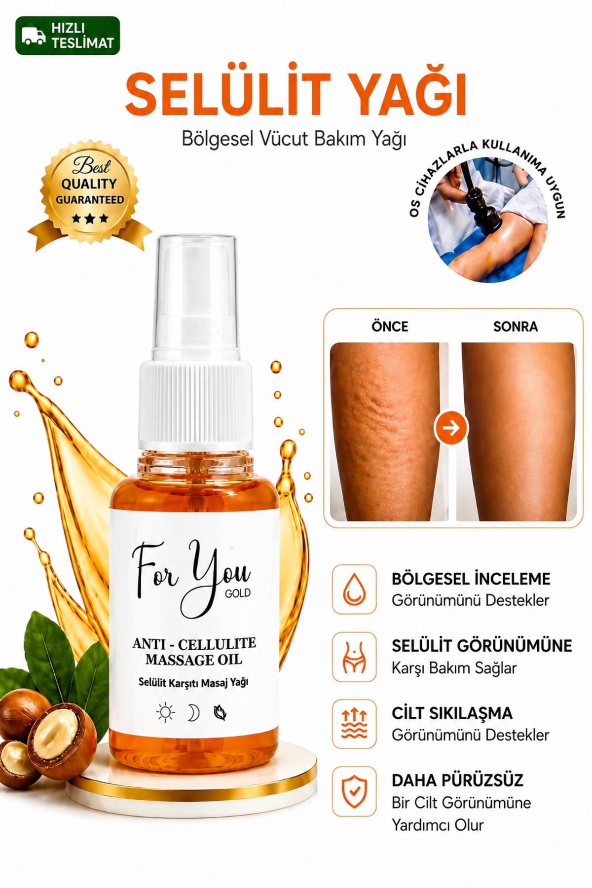 For You Gold Anti Selülit Vücut Bakım Yağı – Selülit Karşıtı Masaj Yağı (antiselülit) — selyağ1