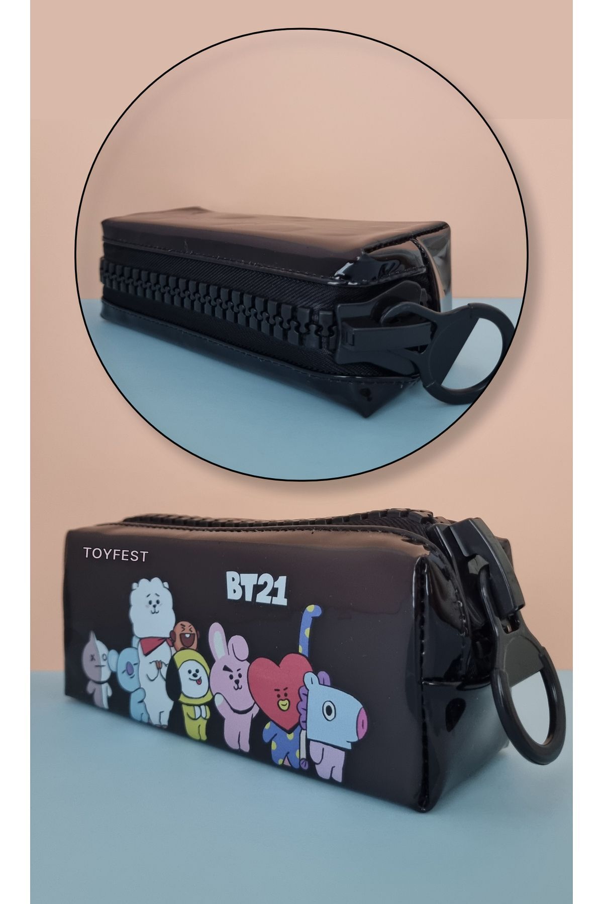 【美品】BT100％ 第11世代 充電器＋ペン＋ケース＋フィルム 249 TOYFEST BTS BT21 Temalı Dev Fermuarlı Kalemlik Şeffaf Kalem Kutusu