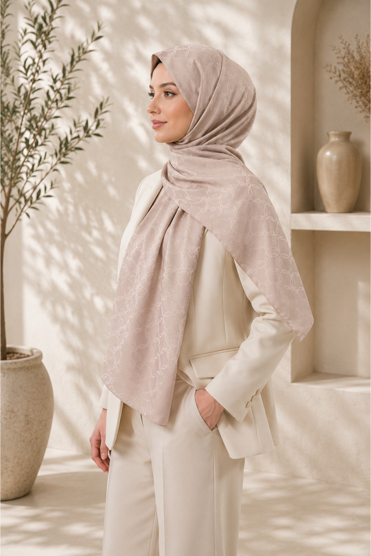 MİRSOY SCARF Lina Desen Kaymaz jakarlı Şal görsel 2