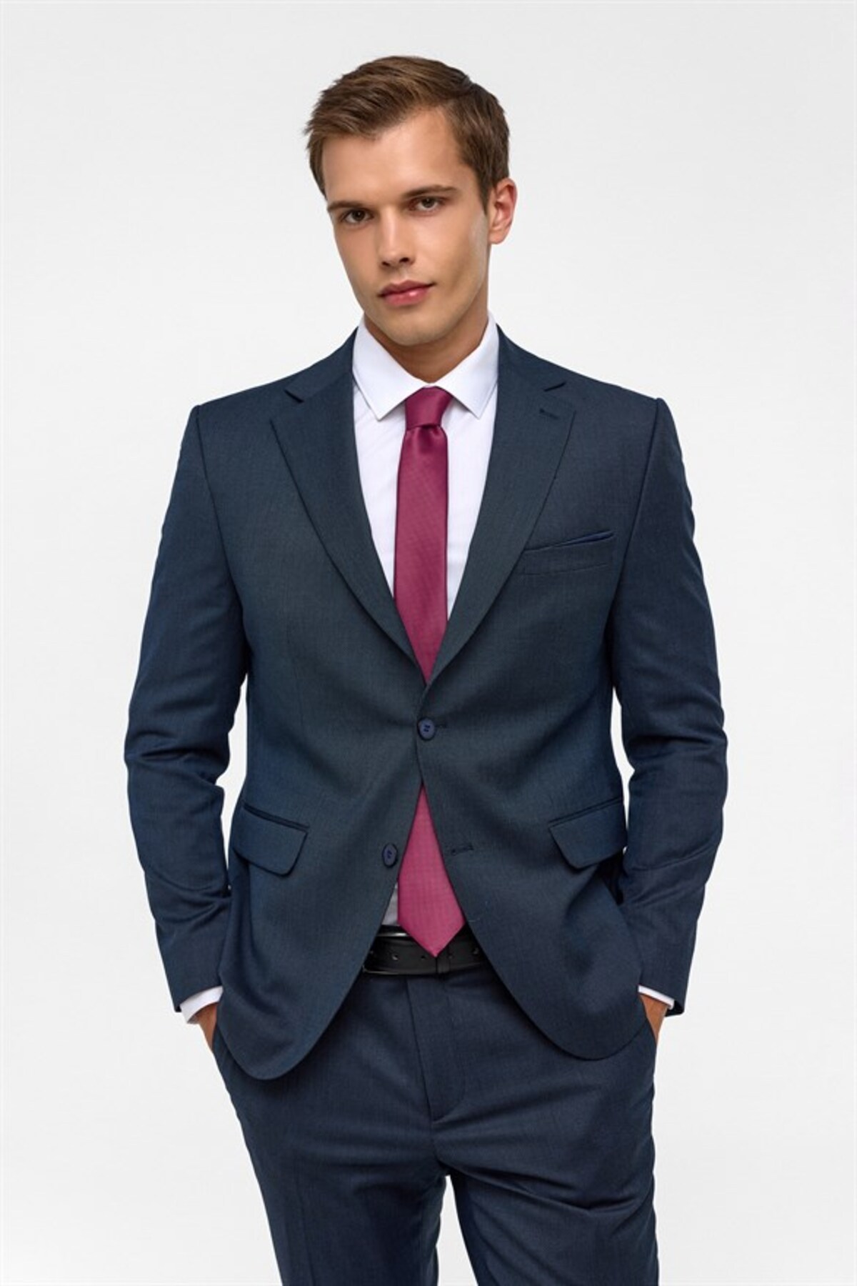 SÜVARİ Lacivert Slim Mono Yaka 6 Drop Takım Elbise görsel 3