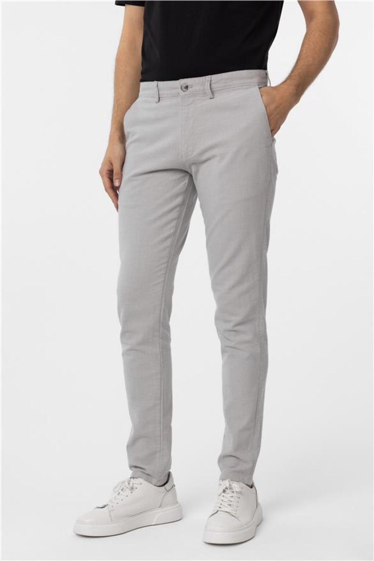 Gri Slim Armürlü Pantolon — خاکستری PN2020500681 — تصویر 3 از 7