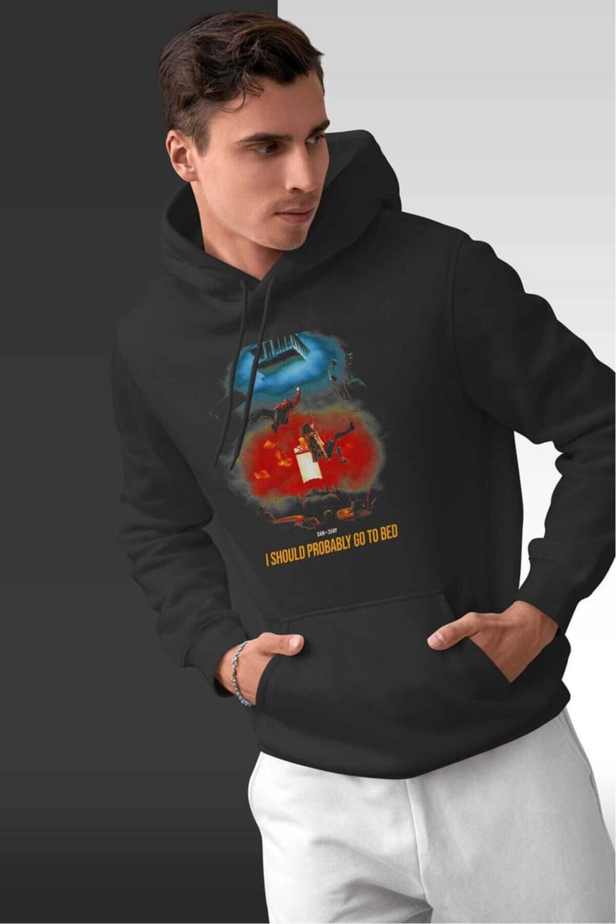 buzagi tasarım ürünleri Dan + Shay Digital Print Hooded Unisex Sweatshirt