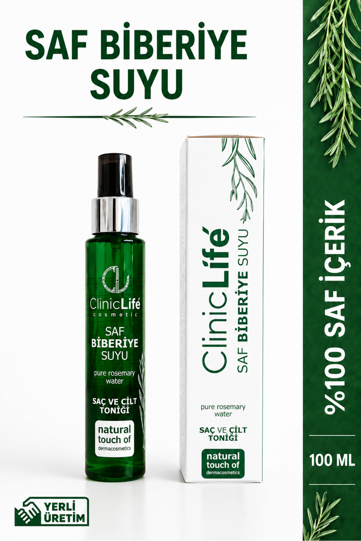 cliniclife تونیک موی آب رزماری خالص، ضد ریزش مو و تقویت کننده رشد مو، 100 میلی لیتر — CLBS02