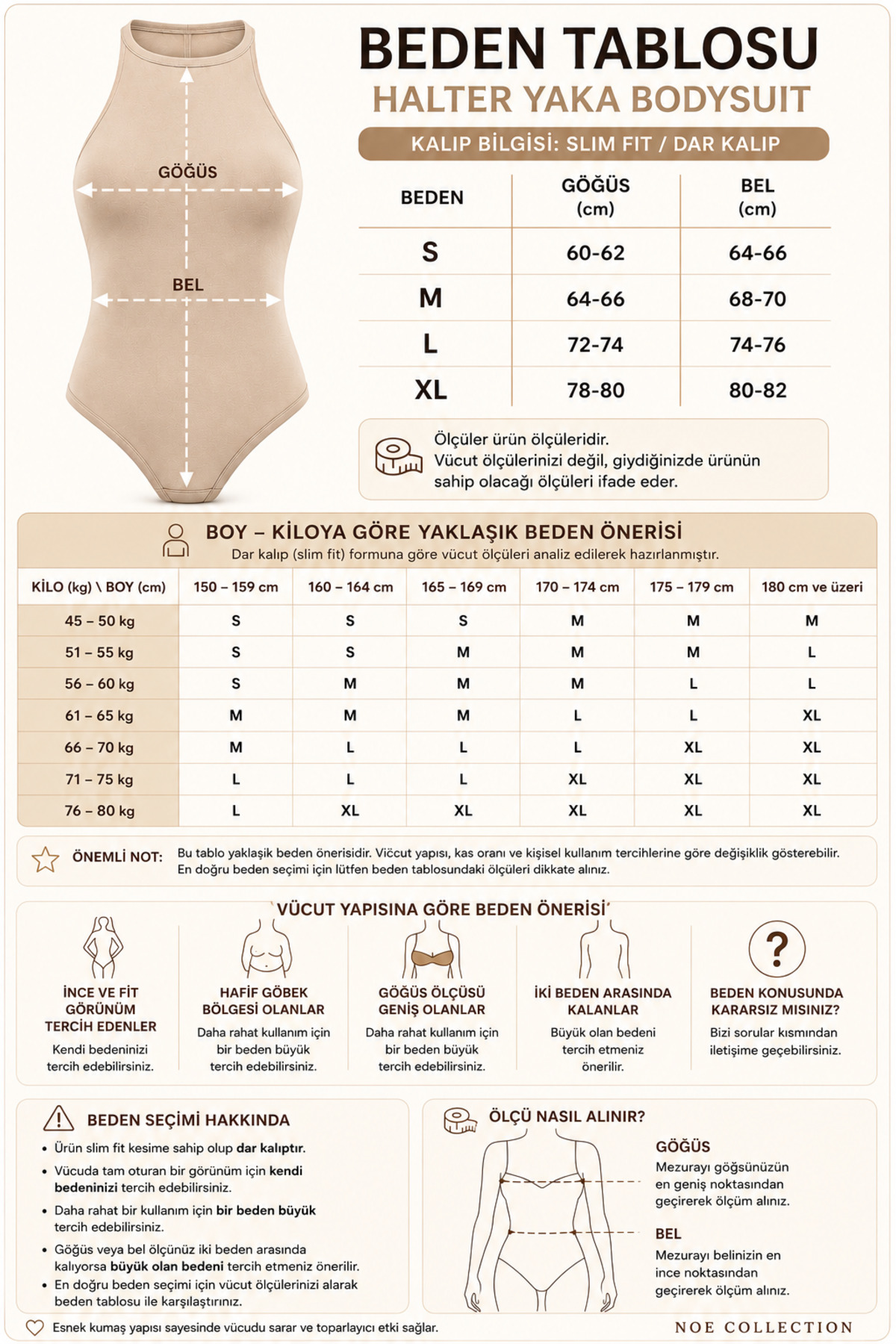 Kadın Bej Halter Yaka Slim Fit Likralı Bodysuit Günlük Şık Çıtçıtlı Body 6