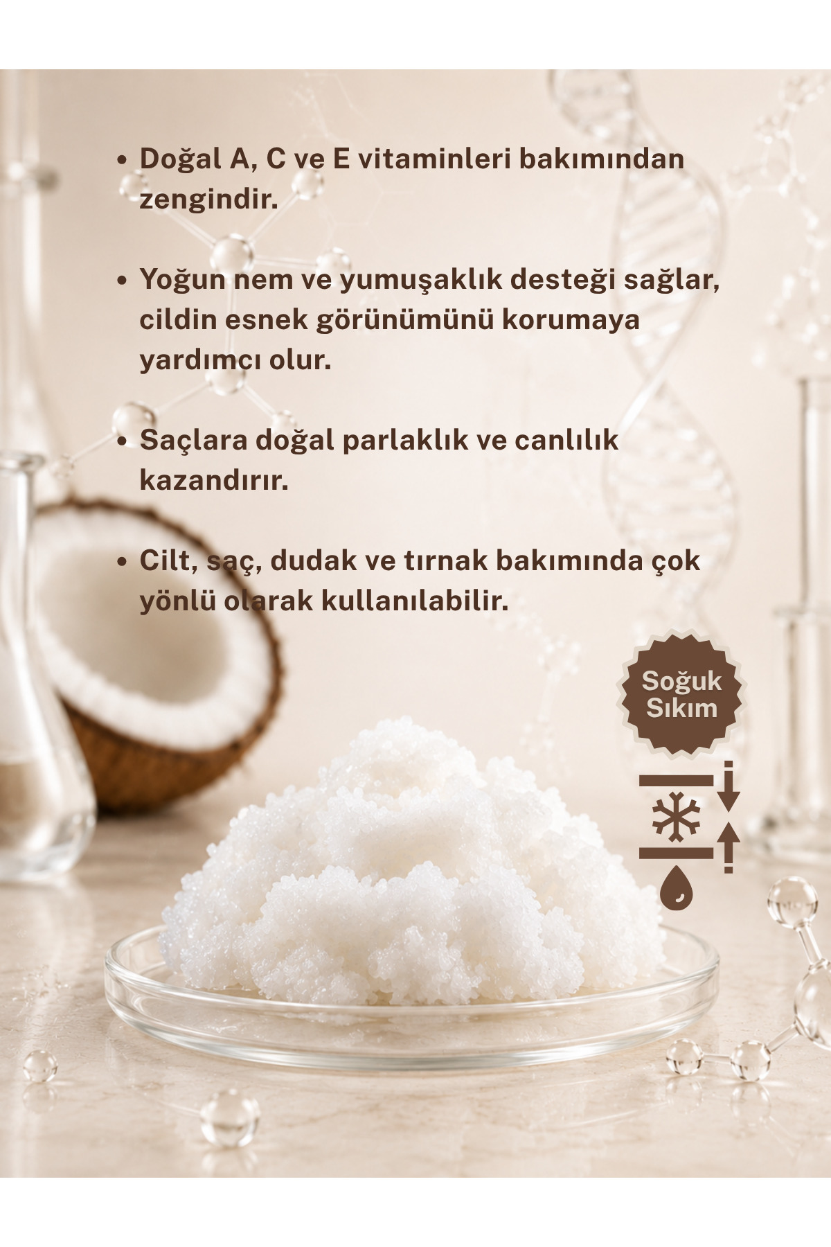 Hindistan Cevizi Yağı - Soğuk Sıkım Ham Işlenmemiş Raw Virgin Coconut Oil 100 gr — S24COCO03 — تصویر 3 از 8