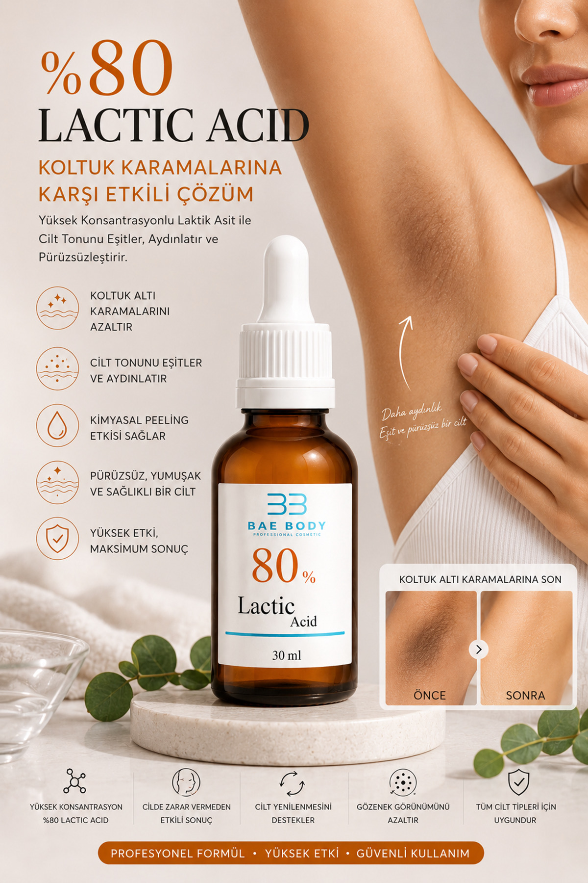 %80 Lactic Acid – Güçlü Cilt Soyucu, Ölü Deri Arındırıcı ve Leke Karşıtı Peeling Serumu — SC222F — تصویر 3 از 7