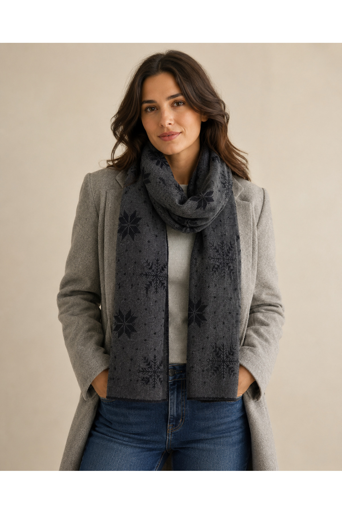 Sebir Moda Yılbaşı Temalı Triko Atkı