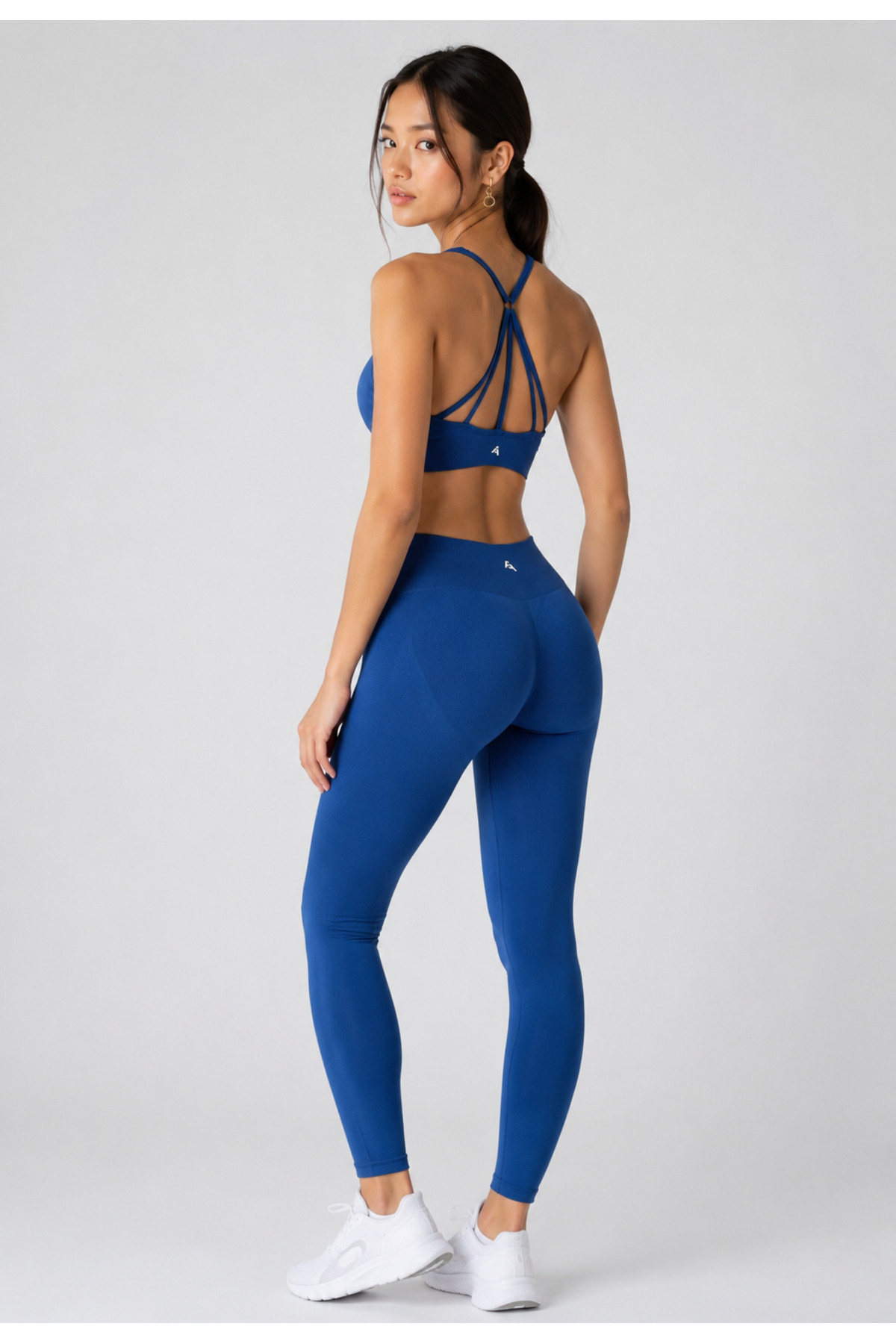 Cross Back Detailed Adjustment Strap Supported Seamless/Seamless Sports Bustier Leggings Set