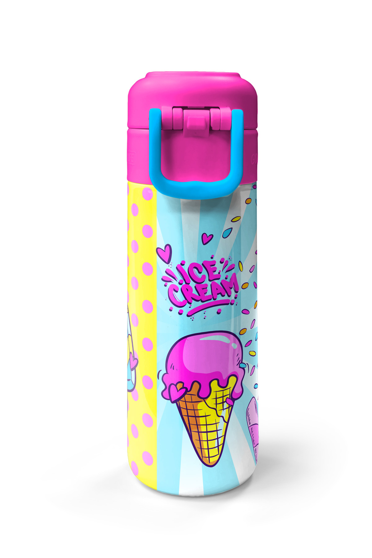 Kids Mixed Dondurma Desenli Pipetli ve Direkt İçim Çelik Termos 500 ml 31809