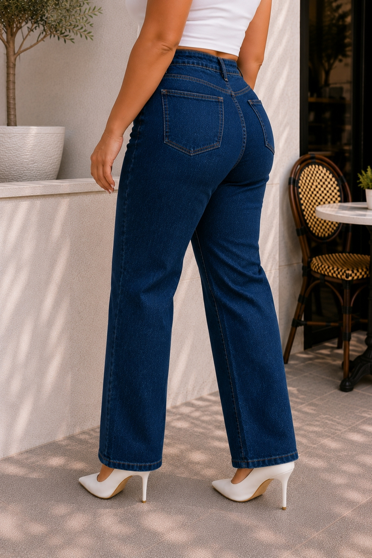 CEDY DENIM - Kadın Büyük Beden Boru Paça Yüksek Bel Regular Fit Likralı Pantolon C626-Mavi görsel 8