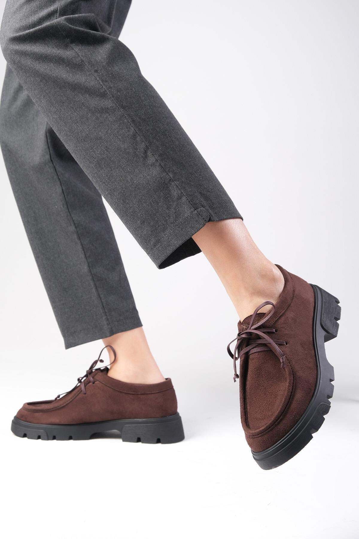 Mio Gusto Hope Kahverengi Kalın Tabanlı Kadın Loafer Ayakkabı görsel 6