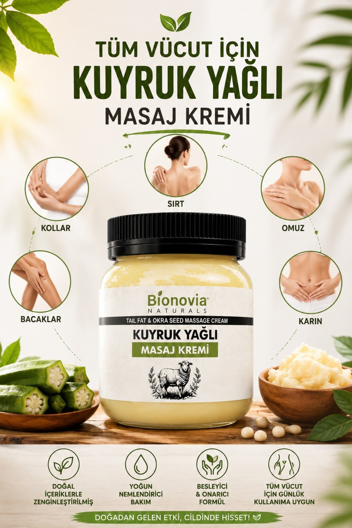 Kuyruk Yağlı Ve Bamya Tohumlu Masaj Kremi 300ml — kuyruk-yağı — تصویر 2 از 3