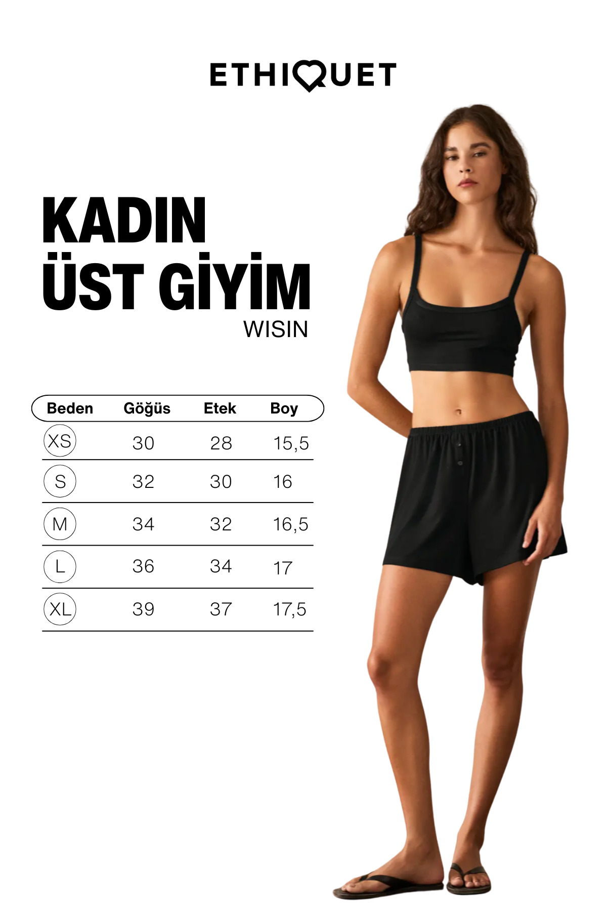 ETHIQUET WISIN Kadın Yumuşak Ve Esnek Viskon Kumaşlı Askılı Yakalı Crop Siyah Büstiyer görsel 6