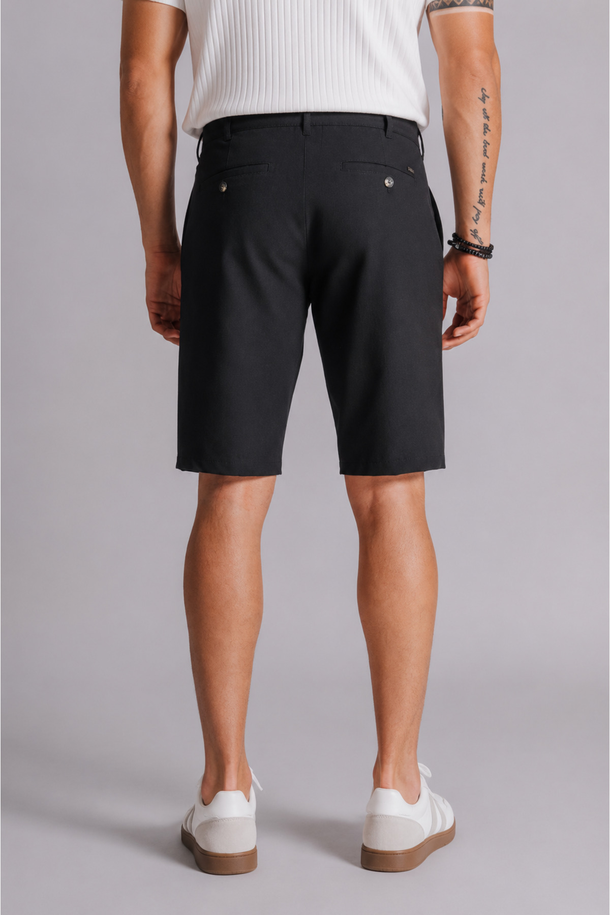 BRACCAS Erkek Yandan Cepli Klasik Bel Slim Fit Chino Şort Siyah görsel 7