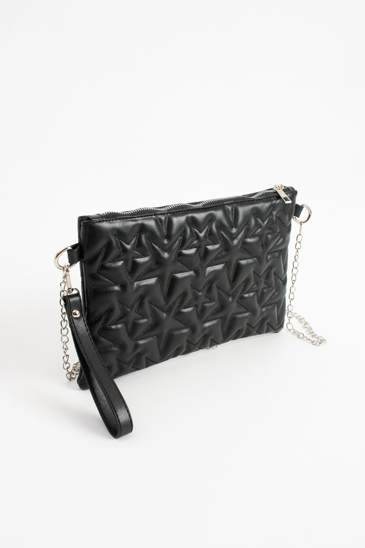 Zealous Yıldız desenli siyah Portföy & Clutch Çanta Çıkarabilir Bileklik Askılı çanta