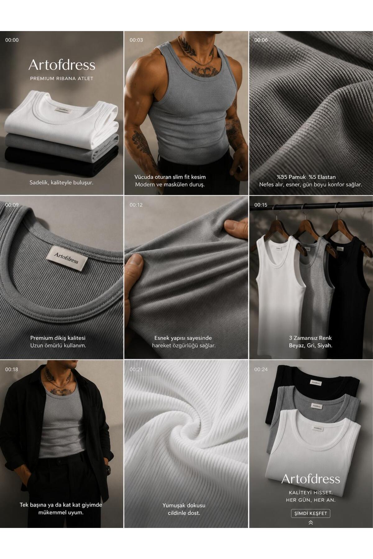art of dress Erkek 3lü Halter Yaka Likralı Kaşkorse Sporcu Atlet görsel 6