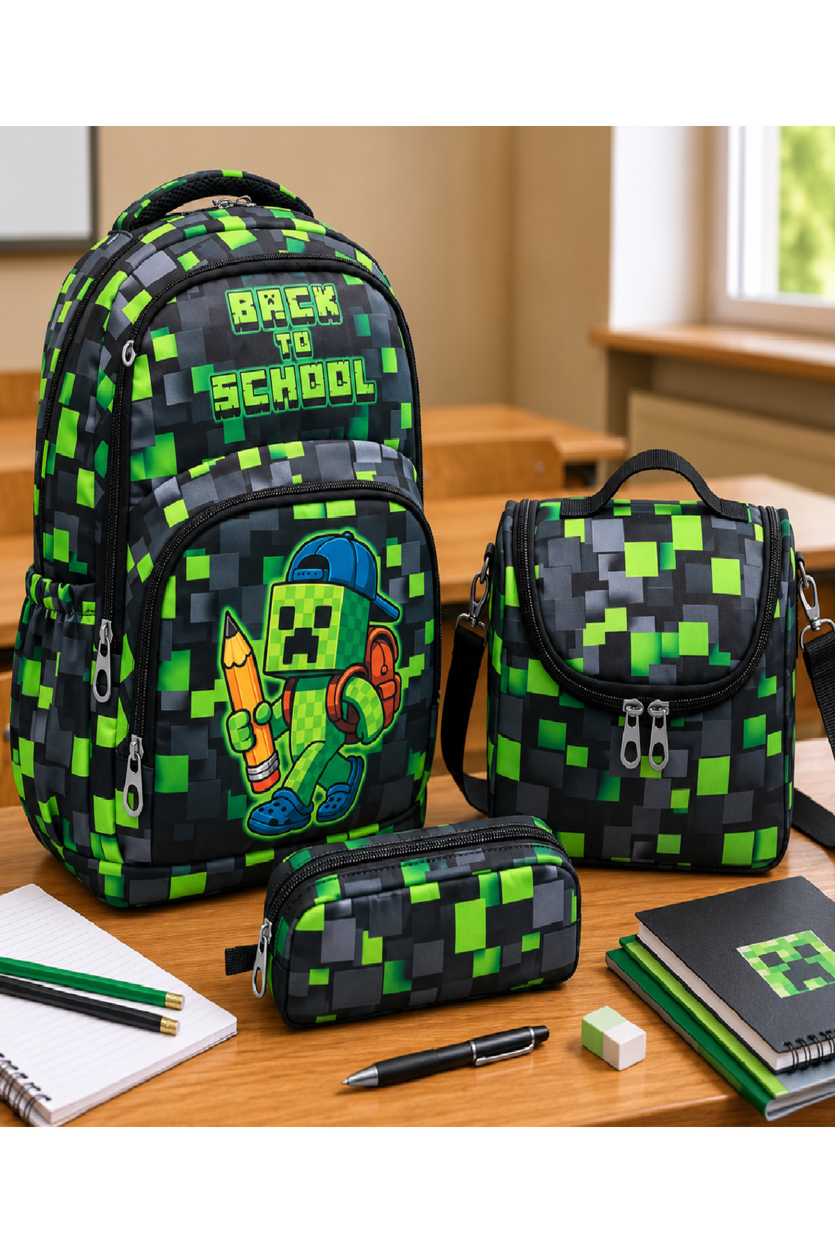 Backpack Primary School Bag 3-Piece Set Boys Primary School Bag Character Pattern