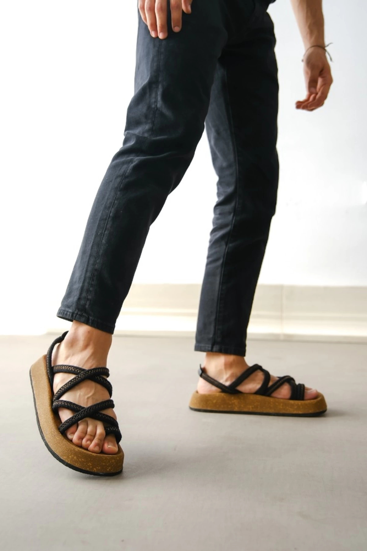 by selvi Lukka Shoes Edwin Erkek Pamuk İp Halat Mantar taban sandalet görsel 2