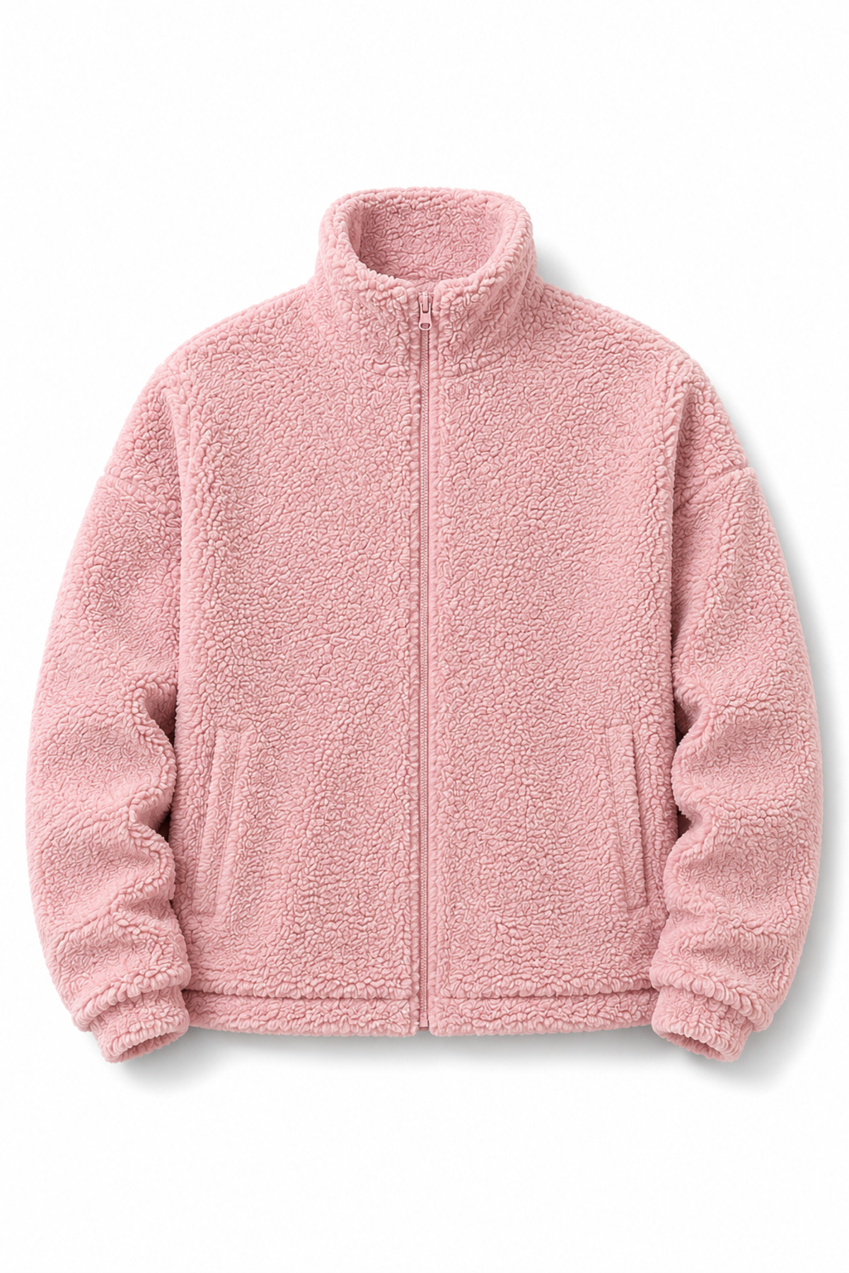 Ghassy Co. Erkek Alaska Regular Peluş Sherpa Kışlık Tam Fermuarlı Polar Sweatshirt — صورتی 869866247