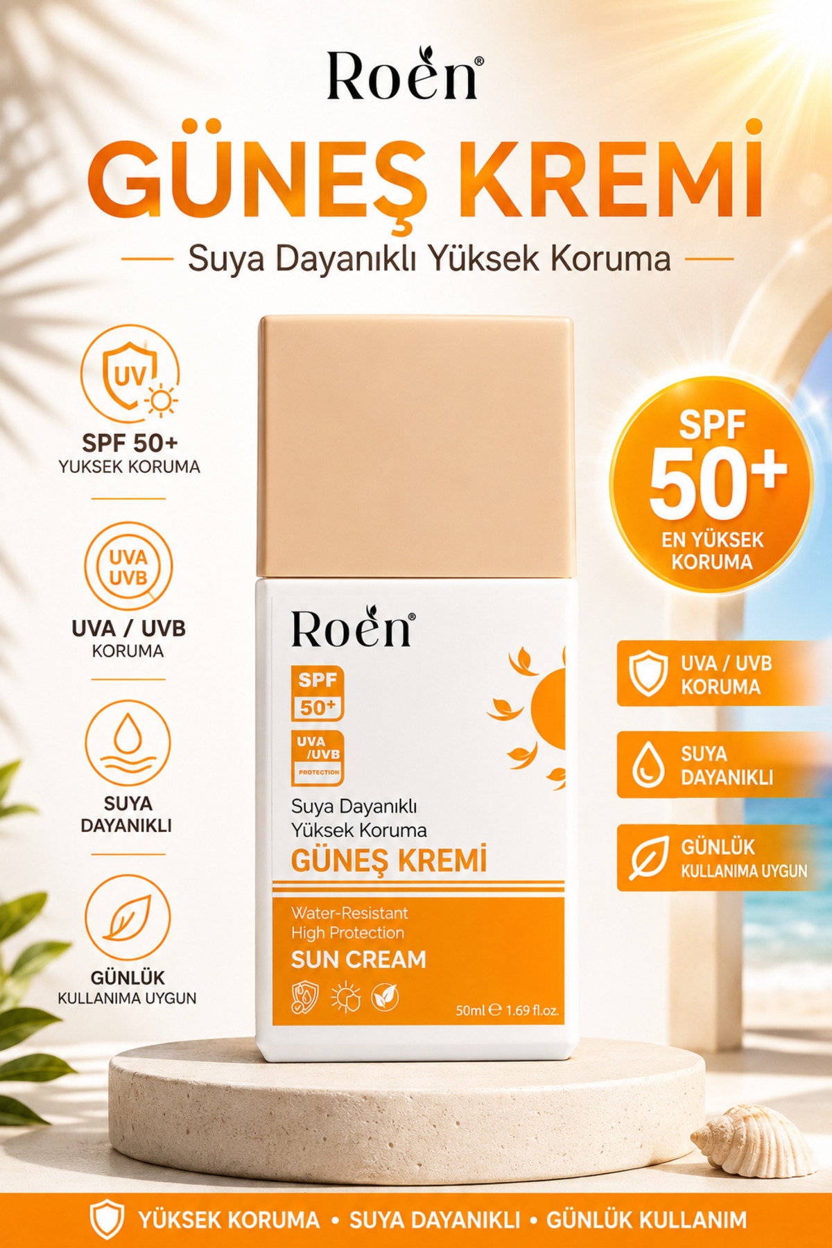 کرم ضد آفتاب با محافظت بالا، SPF 50، مرطوب کننده، مقاوم در برابر آب (2 عدد 50 میلی لیتر) — RNG048302 — تصویر 4 از 7