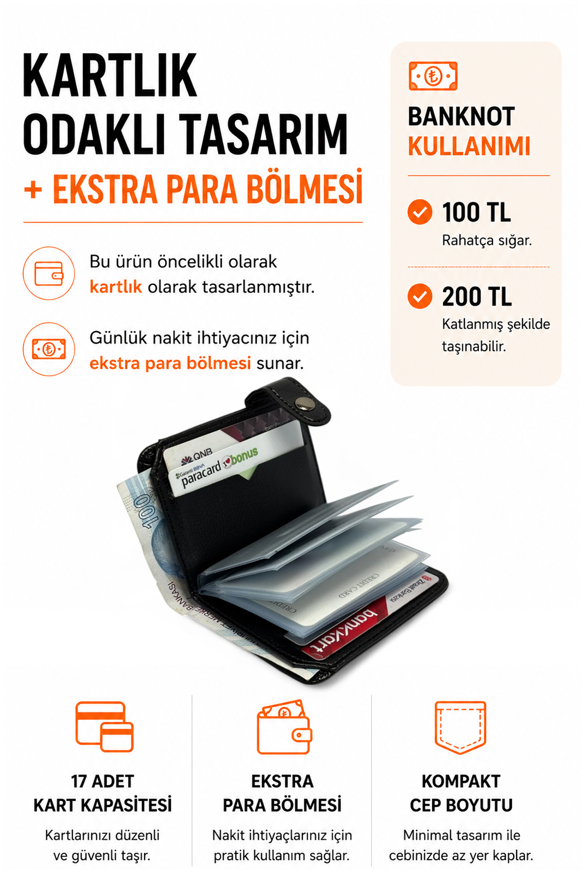 EVVELİ Erkek Cüzdan Kartlık Seti | Siyah Deri Bileklik & Anahtarlık Hediyelik görsel 8