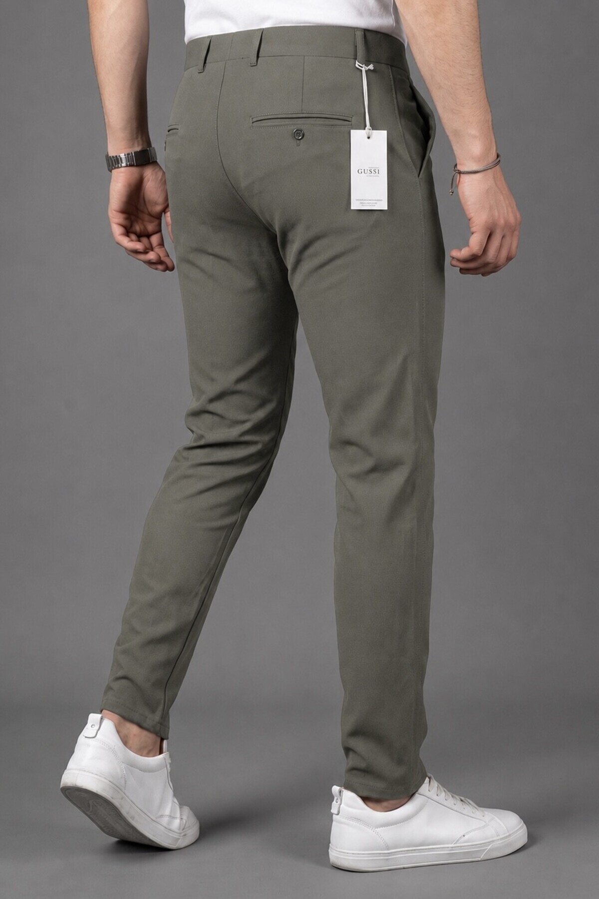 Erkek Çağla Yeşil Renk Kaliteli Esnek Likralı Slim Fit Kumaş Pantolon — سبز KUMAŞ-SLİM — تصویر 5 از 5