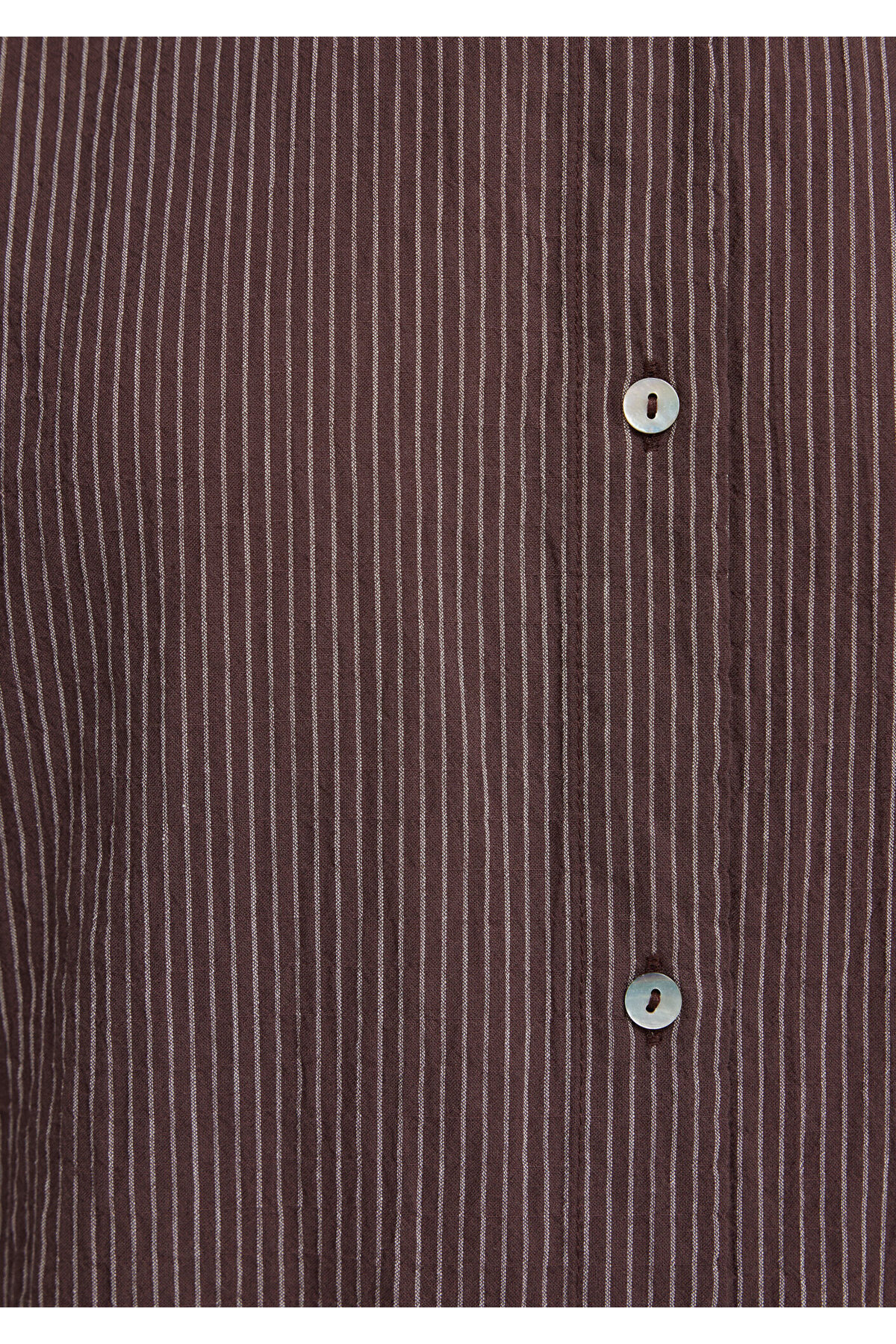 Çizgili Kahverengi Gömlek Loose Fit / Bol Rahat Kesim 1211598-91456 — قهوه‌ای — تصویر 8 از 8