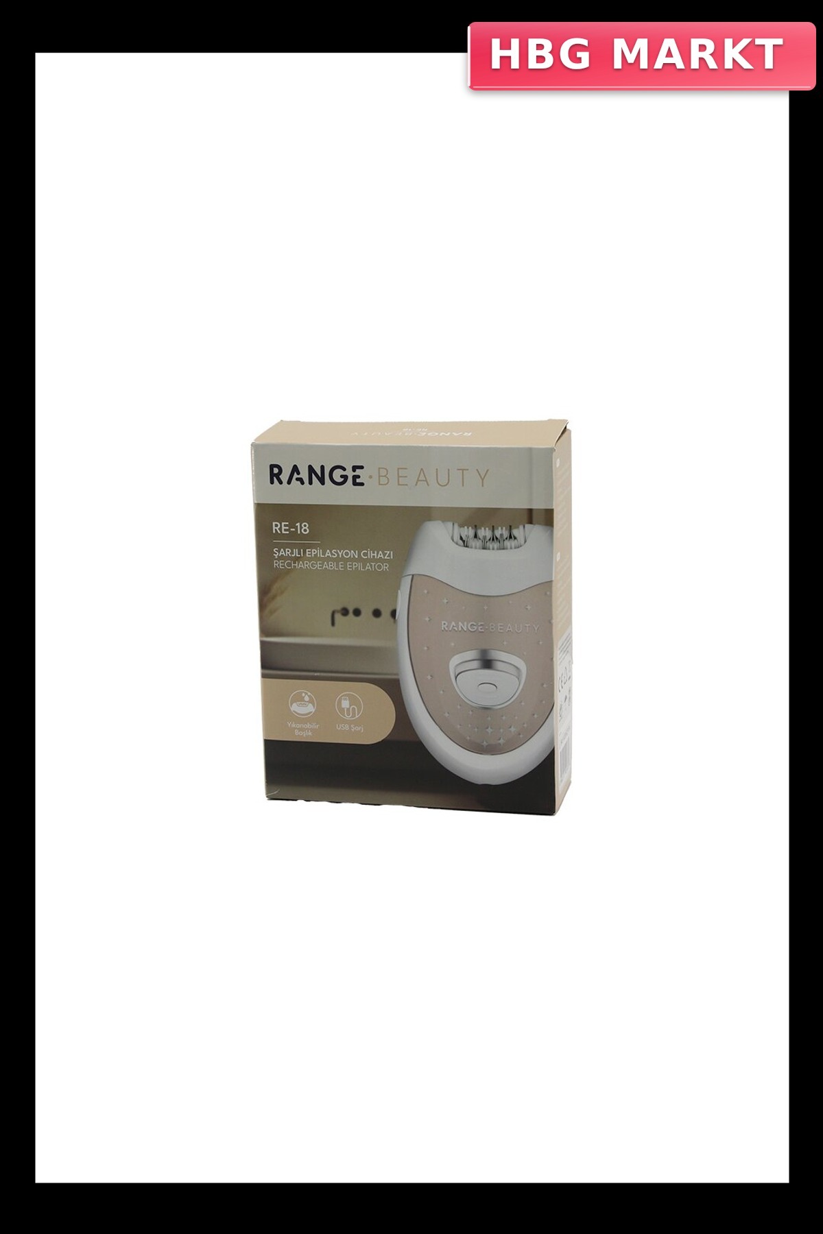 HBG Markt Range Beauty RE-18 Epilasyon Cihazı Epilatör USB Şarjlı 50dk 2 Kademe Hız Y — TKT-6D3E-MOD-5647GOK111819-FA2BA