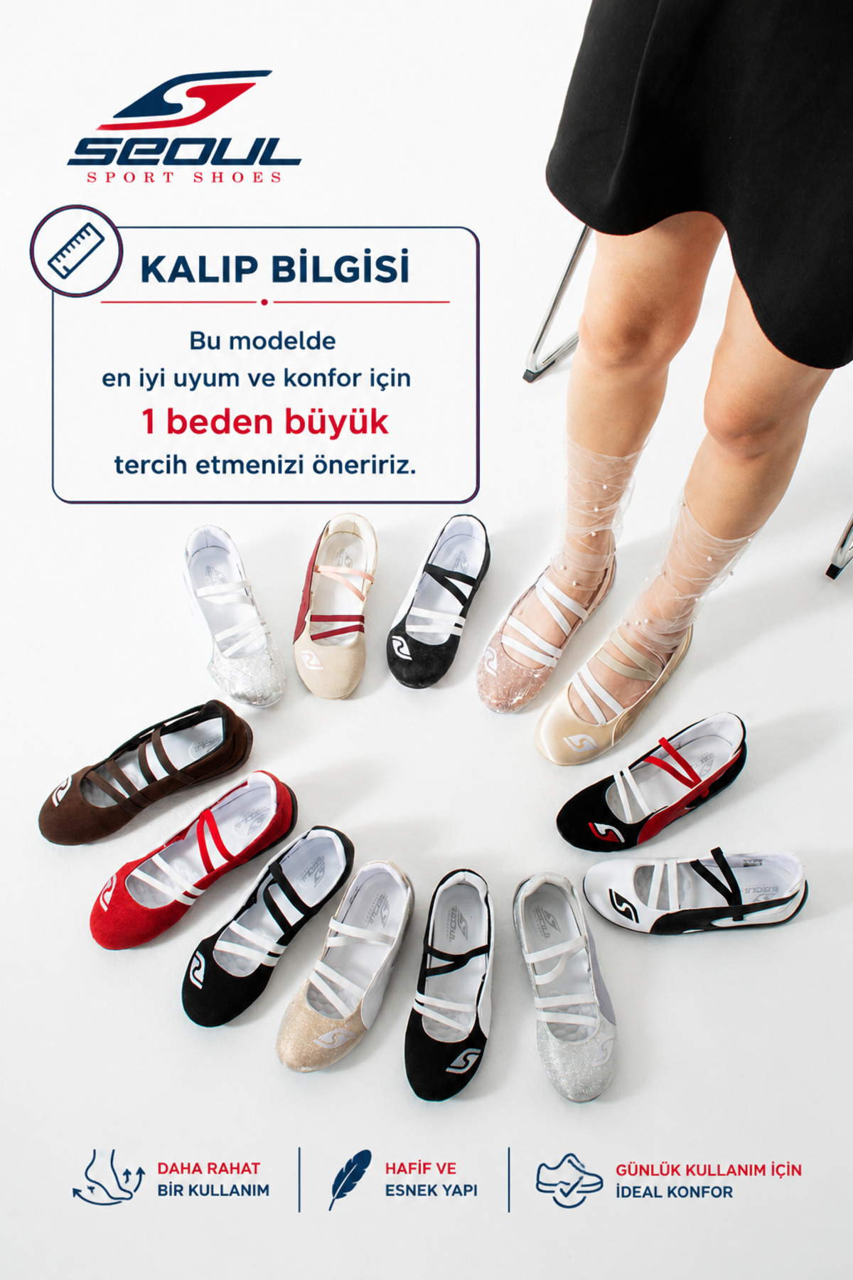 SEOUL SPORT SHOES Kadın Ballet Sneaker Çapraz Bantlı İnce Taban Günlük Spor Ayakkabı görsel 2
