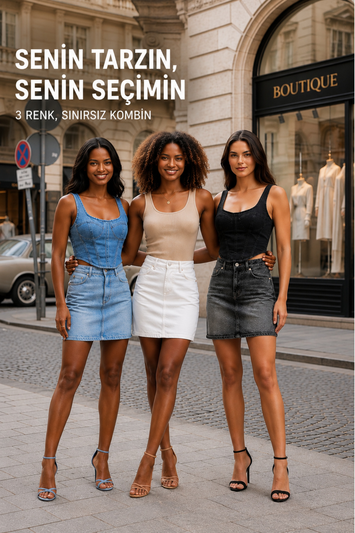 jean shop Kadın Yüksek Bel Mini Kot Etek Cepli Dar Kalıp %100 Pamuk Denim Etek görsel 8