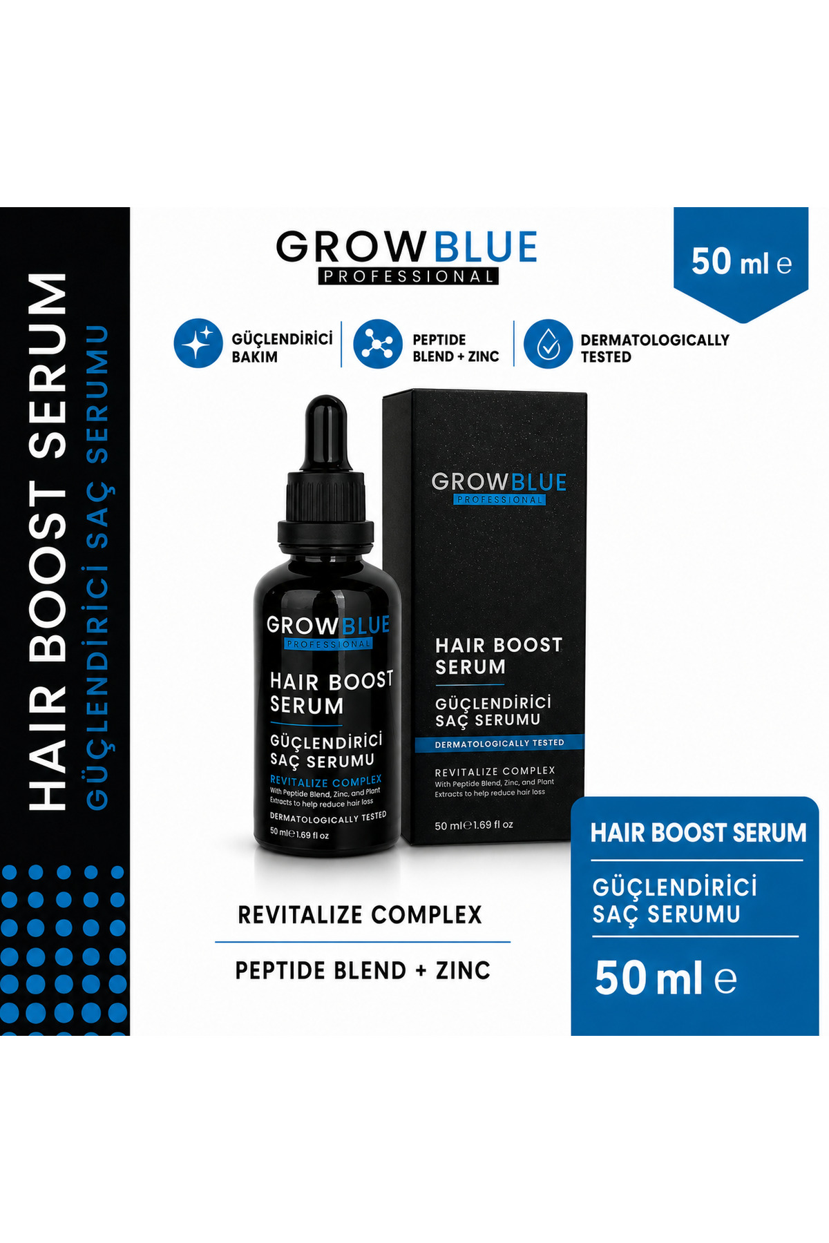 GROWBLUE Erkek Saç Dökülme Karşıtı Serum 50 ml | Kök Güçlendirici Bakım — GRB-SDK-50ML