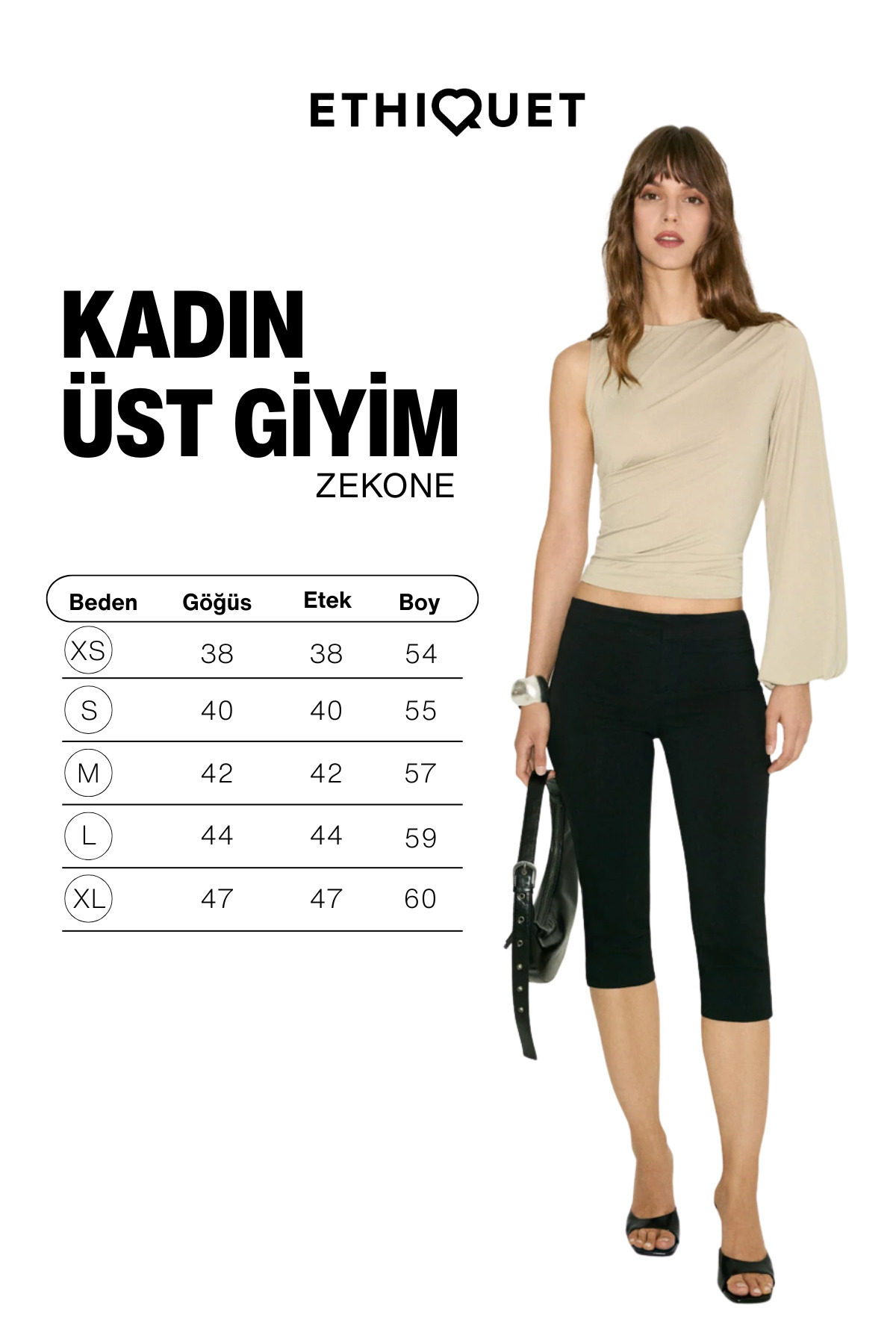 ETHIQUET ZEKONE Kadın Yumuşak Ve Esnek Kumaşlı Tek Yarasa Kollu Büzgü Detaylı Bele Oturan Vizon Bluz görsel 7