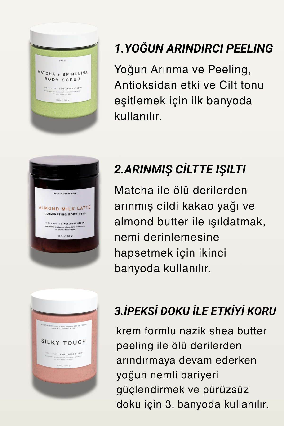 Üç Aşamalı Vücut Ovması Seti | Body Scrub Set — BODY33 — تصویر 3 از 8
