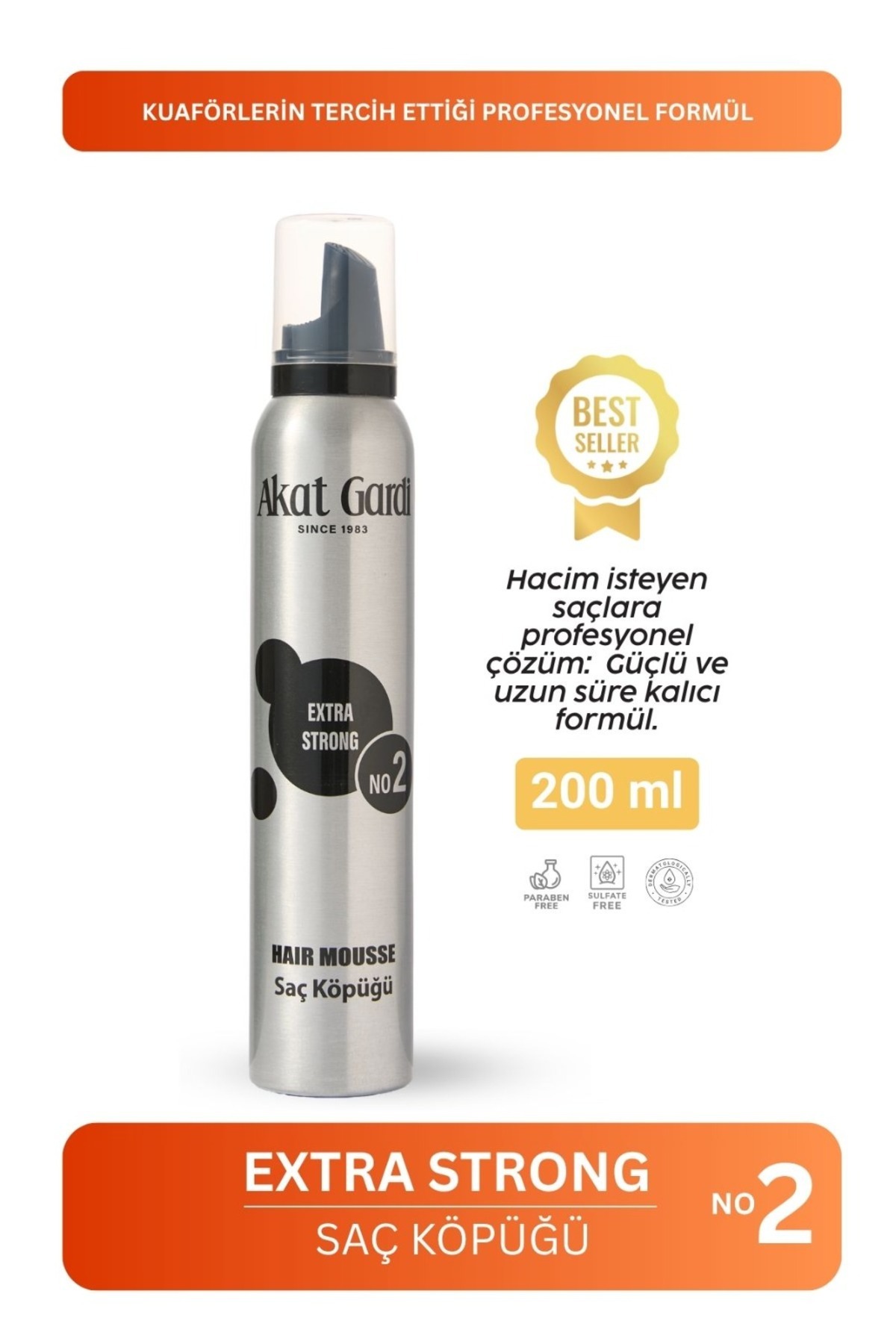 Akat Gardi Saç Köpüğü Extra Strong No:2 Gri 200 ml — AKTSÇKPKGRİ2