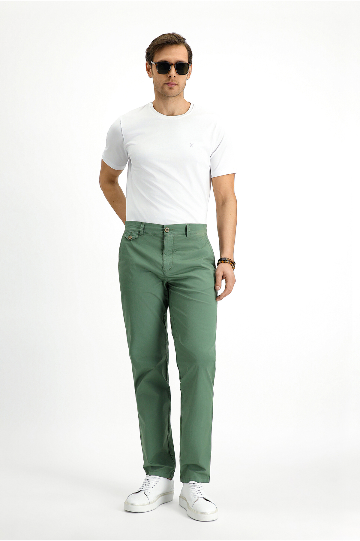Kiğılı Regular Fit Standart Kesim Likralı Kanvas / Chino Pantolon — خاکی KY2537D0DZ009