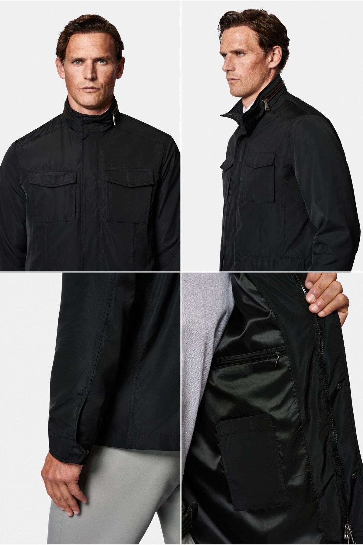 Kapüşonlu Fermuarlı Çıtçıtlı Cepli Mevsimlik Spor Mont — مشکی AY26500000003 — تصویر 5 از 7