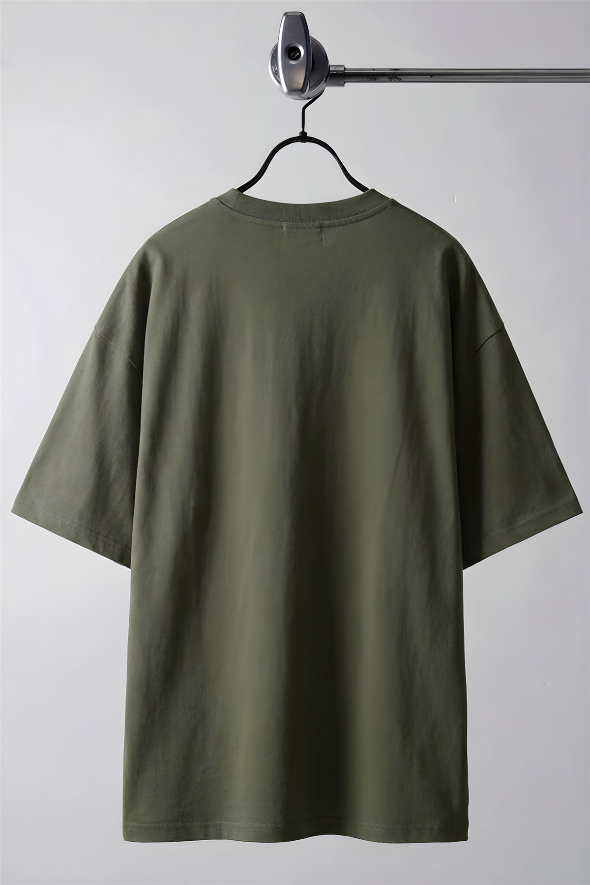 Teenage Millionaire Erkek Haki Yeşili Bisiklet Yaka Düz Basic Baskısız Oversize Salas T-Shirt görsel 4