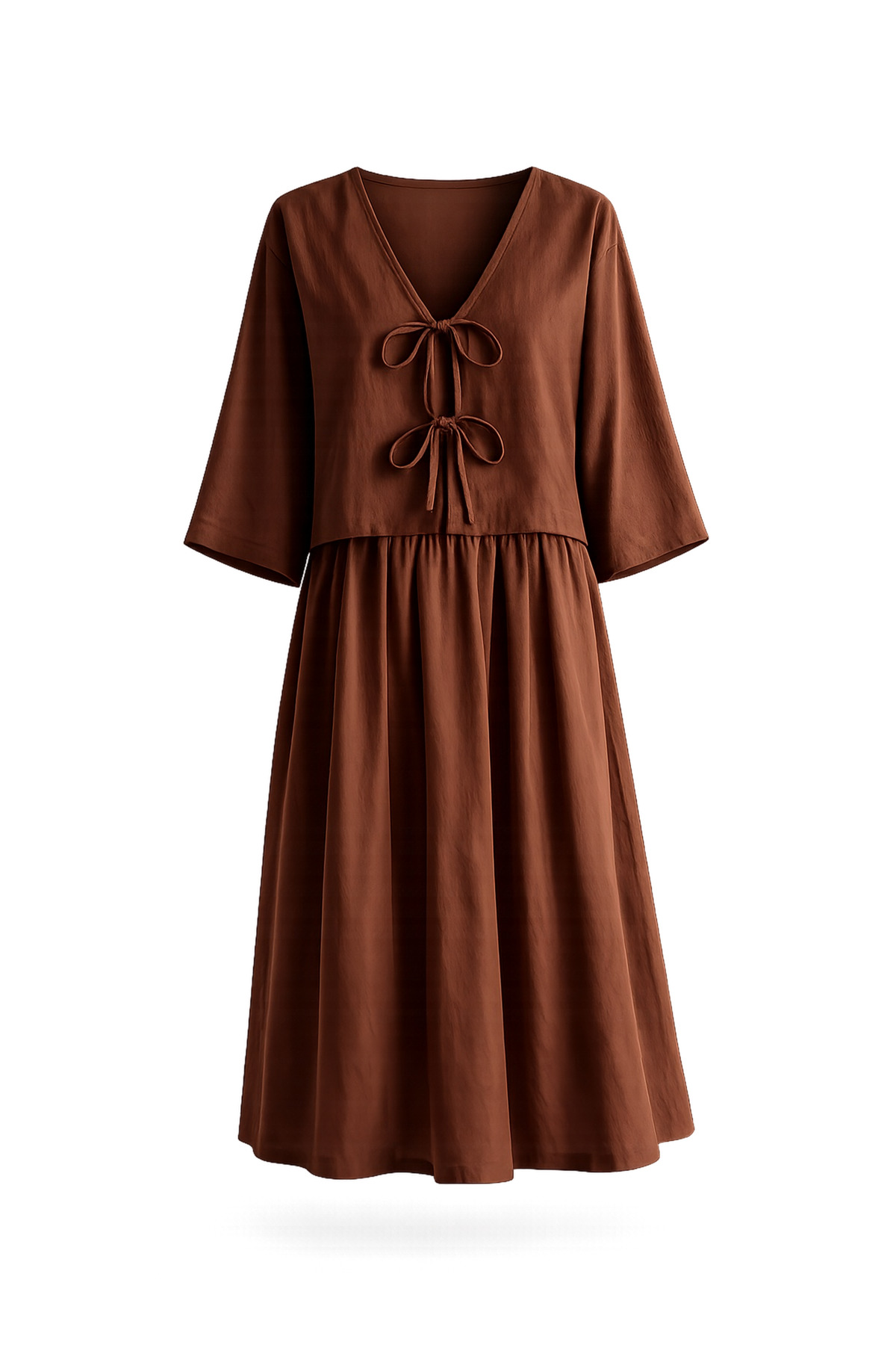 Kimono Skirt Summer Stylish Brown 2pcs Set