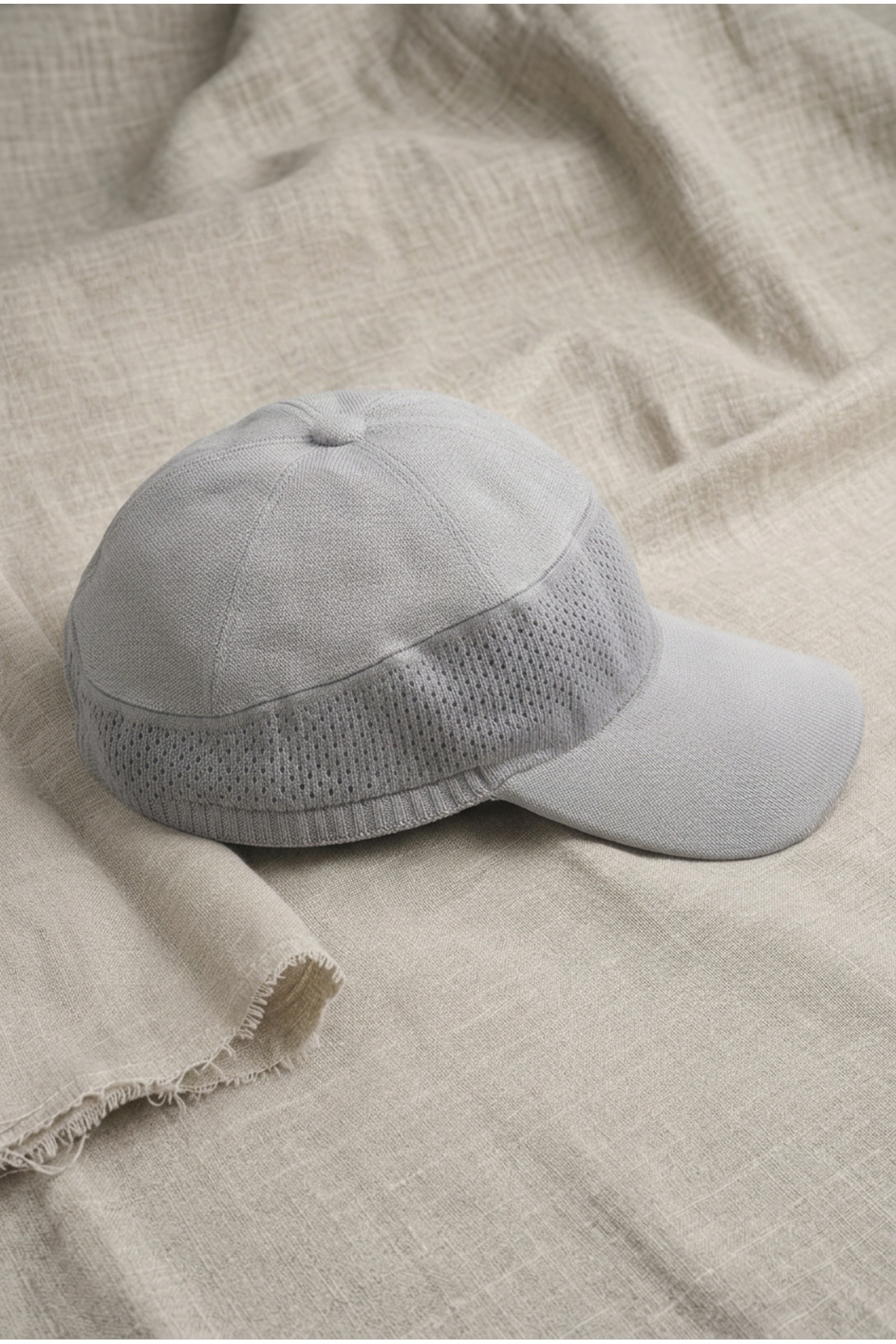 OnMyHead Unisex Spor Fileli Merserize Tenis Şapkası Yazlık Gri görsel 5